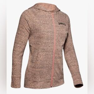 Under Armour Rival Terry Full Zip Heathered Pink Hoodie Jacket Medium